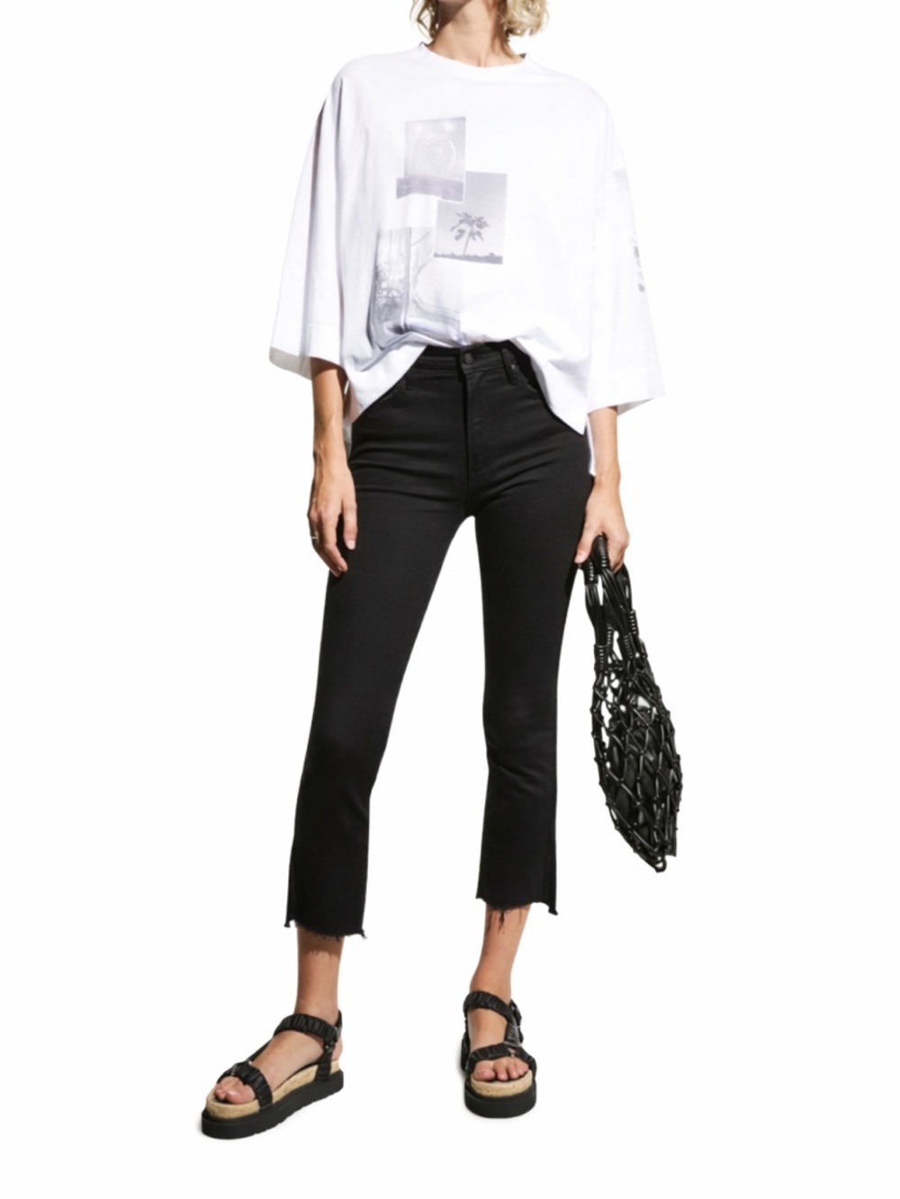 Mother 28x25 Insider Crop Two Step Fray Guilty Party 0439 Racer Casual black